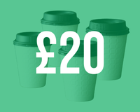 Graphic showing £20 donation equating to 4 coffees.