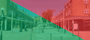 Thames View shopping area in red/green